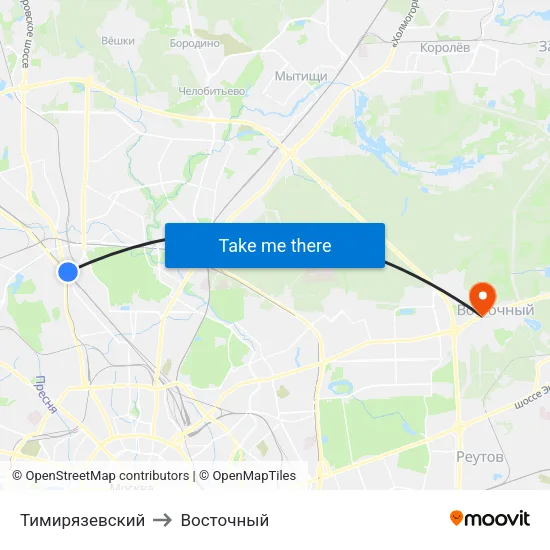 Тимирязевский to Восточный map