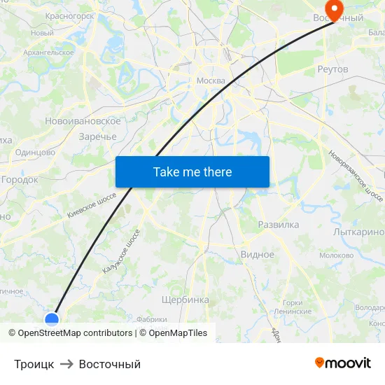 Троицк to Восточный map