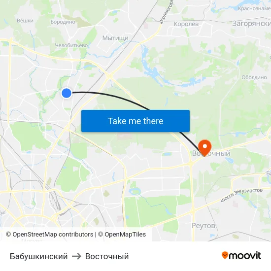 Бабушкинский to Восточный map