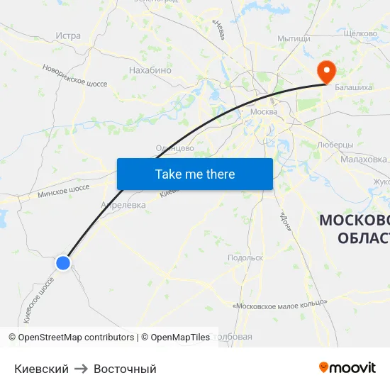 Киевский to Восточный map