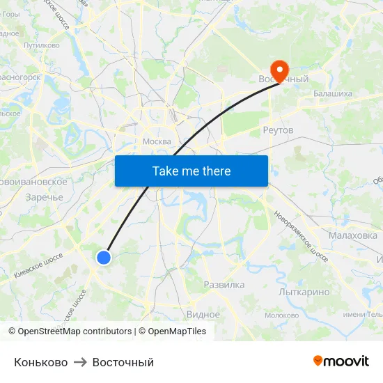 Коньково to Восточный map