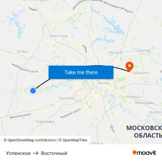 Успенское to Восточный map