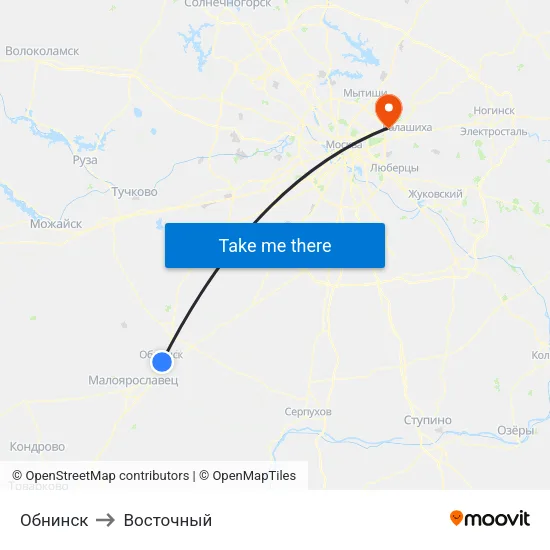 Обнинск to Восточный map
