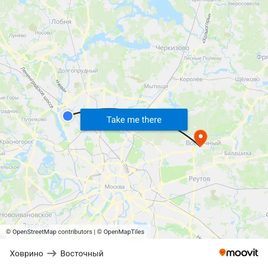 Ховрино to Восточный map
