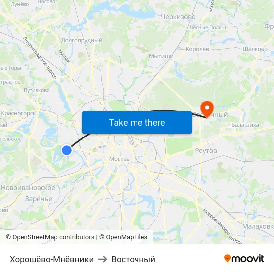 Хорошёво-Мнёвники to Восточный map