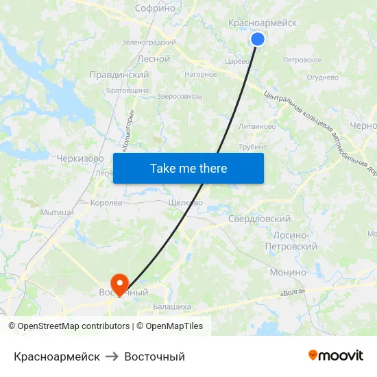 Красноармейск to Восточный map