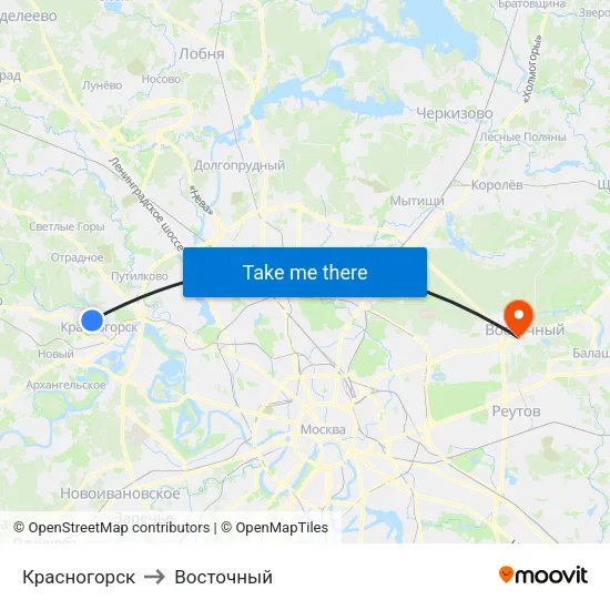 Красногорск to Восточный map