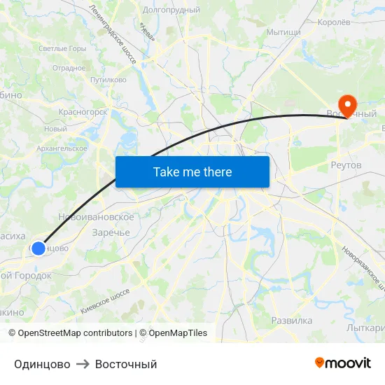 Одинцово to Восточный map