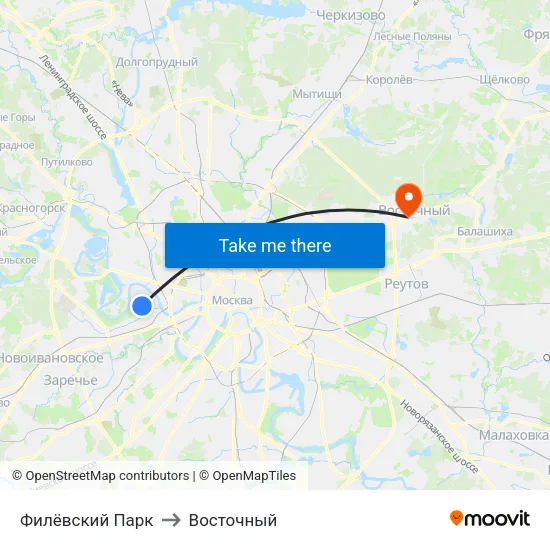 Филёвский Парк to Восточный map