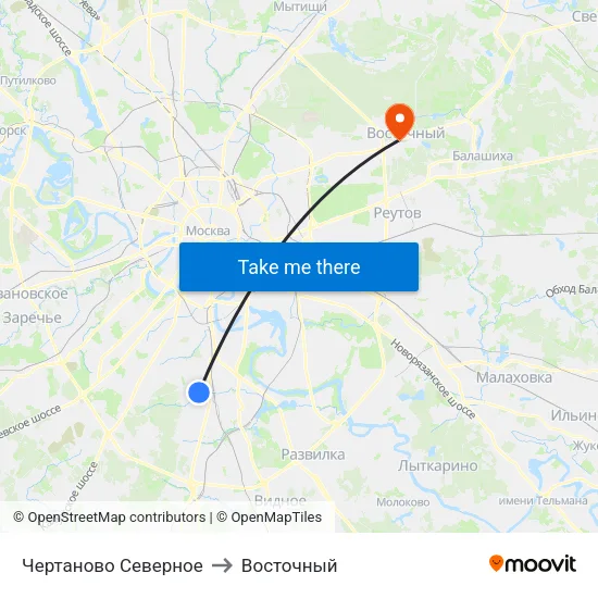Чертаново Северное to Восточный map