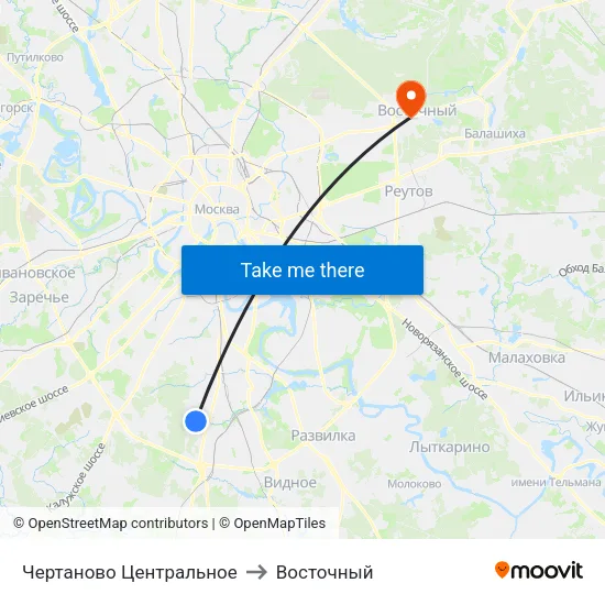 Чертаново Центральное to Восточный map