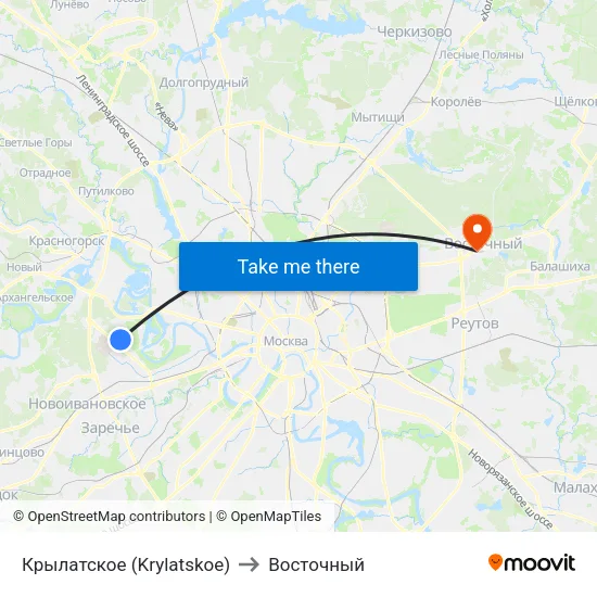 Крылатское (Krylatskoe) to Восточный map