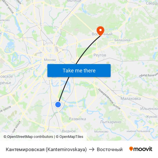 Кантемировская (Kantemirovskaya) to Восточный map