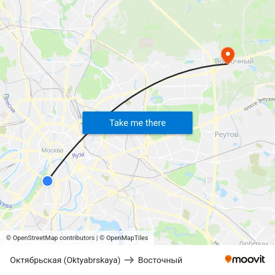 Октябрьская (Oktyabrskaya) to Восточный map