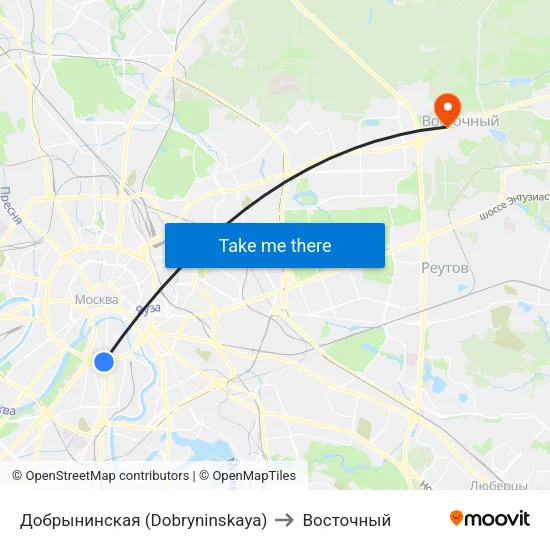 Добрынинская (Dobryninskaya) to Восточный map