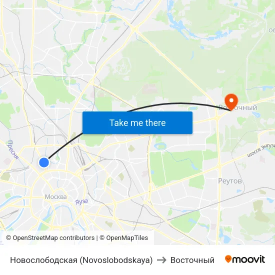 Новослободская (Novoslobodskaya) to Восточный map