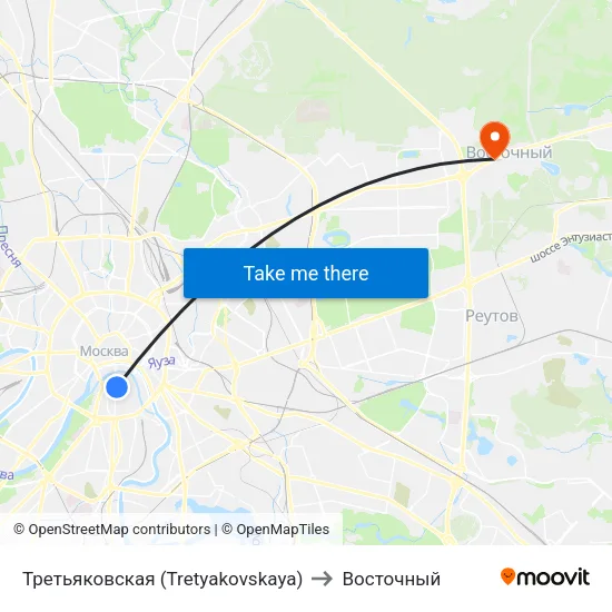 Третьяковская (Tretyakovskaya) to Восточный map