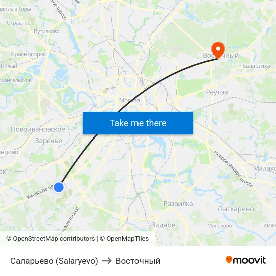 Саларьево (Salaryevo) to Восточный map