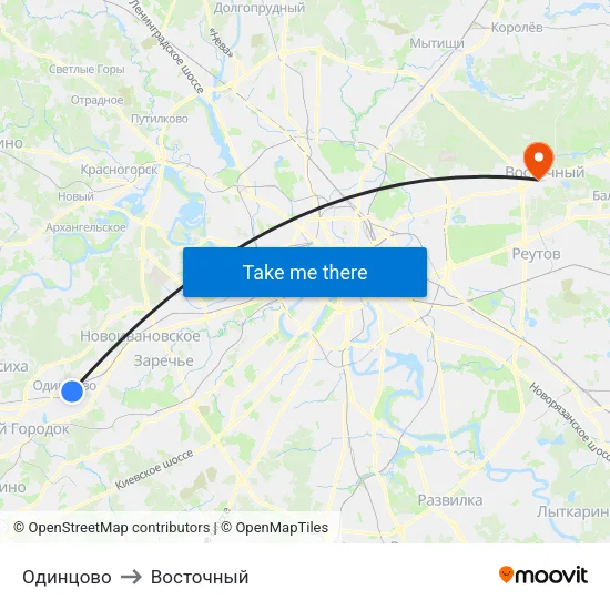 Одинцово to Восточный map