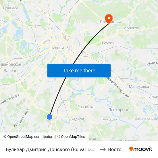 Бульвар Дмитрия Донского (Bulvar Dmitriya Donskogo) to Восточный map