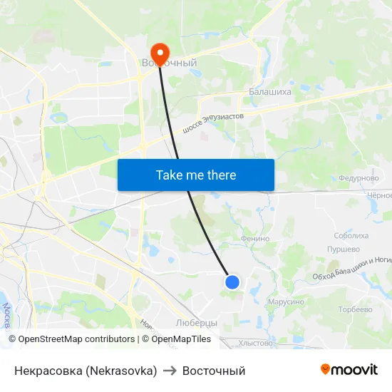 Некрасовка (Nekrasovka) to Восточный map