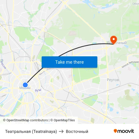 Театральная (Teatralnaya) to Восточный map