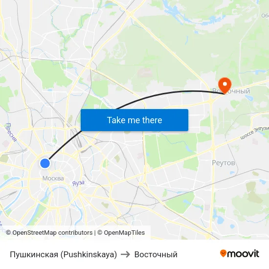 Пушкинская (Pushkinskaya) to Восточный map