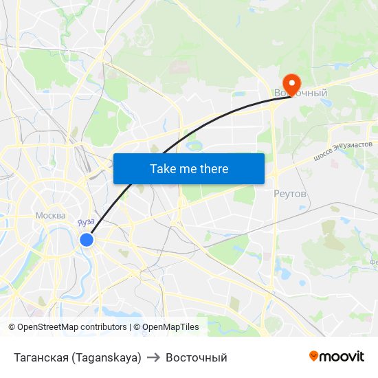 Таганская (Taganskaya) to Восточный map