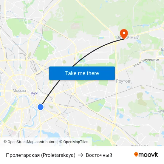 Пролетарская (Proletarskaya) to Восточный map