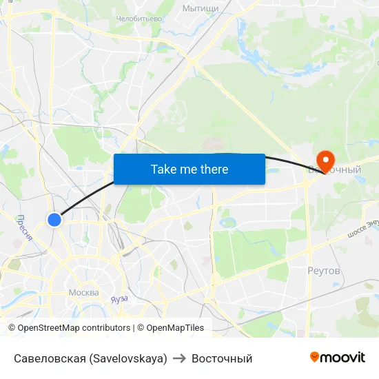 Савеловская (Savelovskaya) to Восточный map