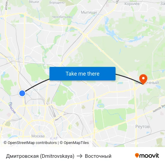 Дмитровская (Dmitrovskaya) to Восточный map