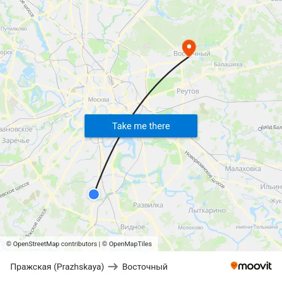 Пражская (Prazhskaya) to Восточный map