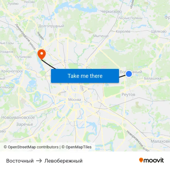 Восточный to Левобережный map