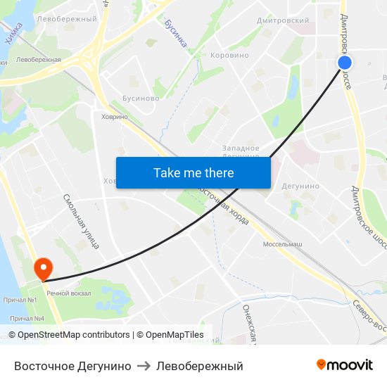 Восточное Дегунино to Левобережный map