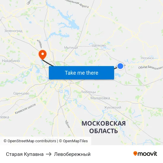 Старая Купавна to Левобережный map