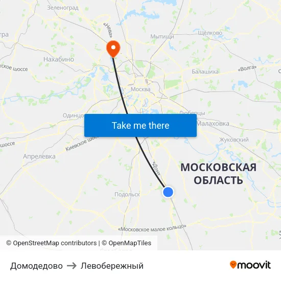 Домодедово to Левобережный map