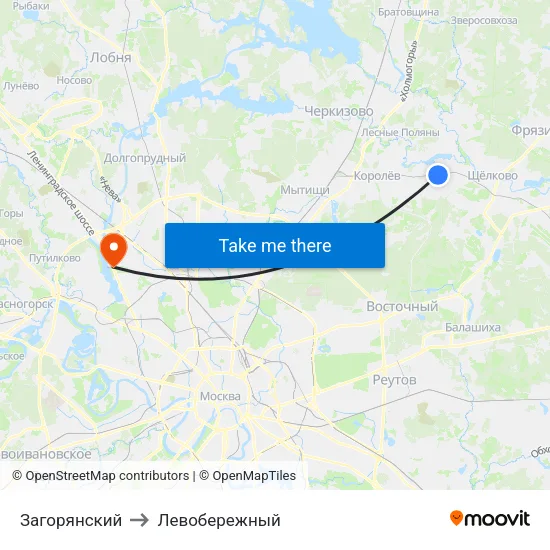 Загорянский to Левобережный map
