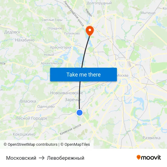 Московский to Левобережный map