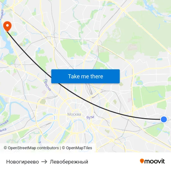 Новогиреево to Левобережный map