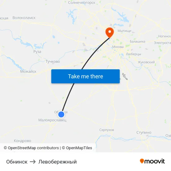 Обнинск to Левобережный map