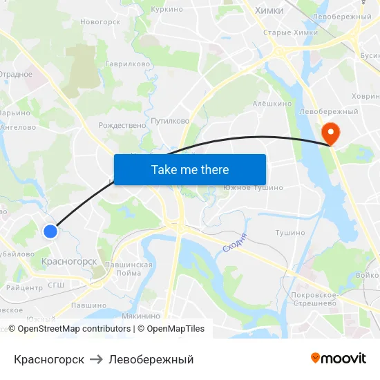 Красногорск to Левобережный map