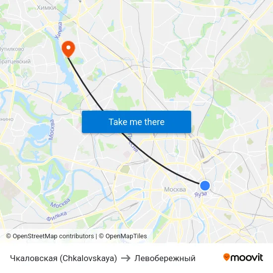 Чкаловская (Chkalovskaya) to Левобережный map