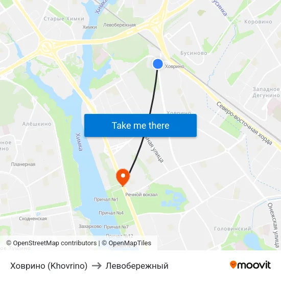 Ховрино (Khovrino) to Левобережный map