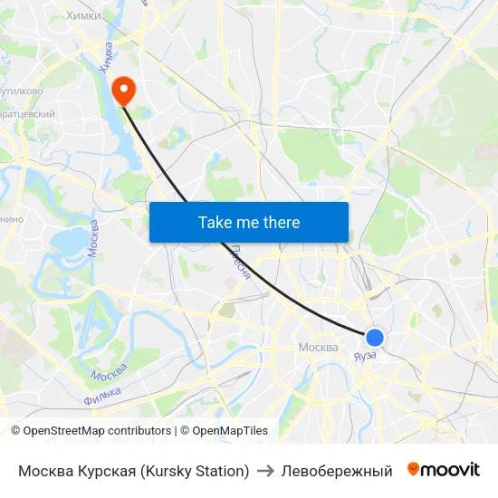 Москва Курская (Kursky Station) to Левобережный map
