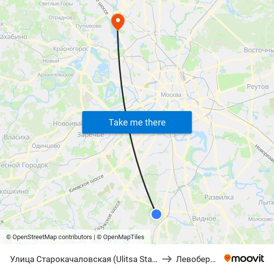 Улица Старокачаловская (Ulitsa Starokachalovskaya) to Левобережный map