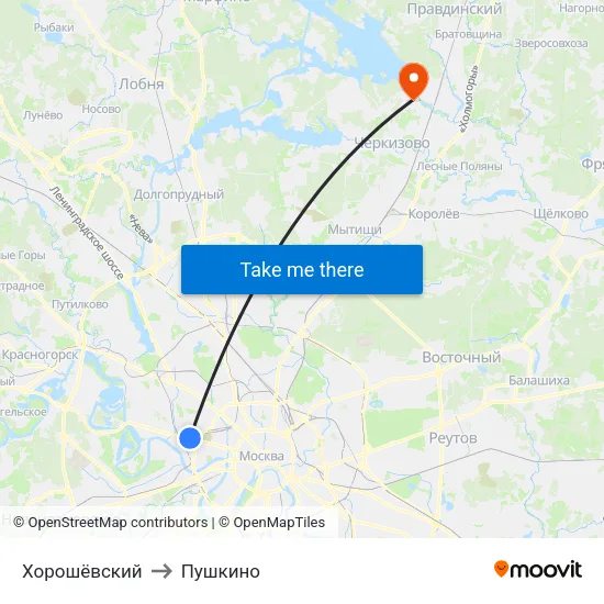 Хорошёвский to Пушкино map