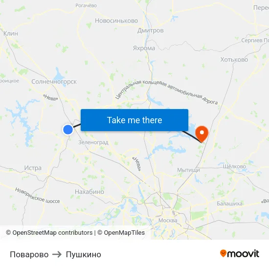 Поварово to Пушкино map