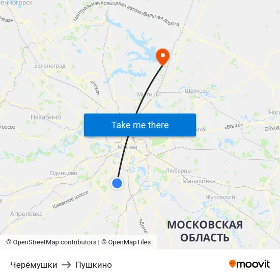Черёмушки to Пушкино map