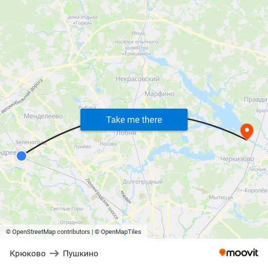 Крюково to Пушкино map