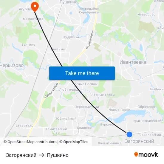 Загорянский to Пушкино map